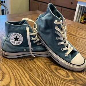 Converse Chuck Taylor All-Star high top teal velvet women’s sneakers size 7